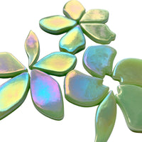 Verre Mosaique - glass mosaic -Glasmosaik-glasmozaïek-Bloemblaadjes Glas Parelmoer Muntgroen - mosaicshop