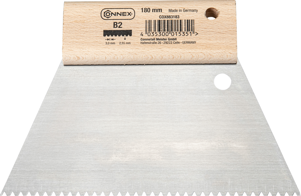 Connex – Llana dentada para adhesivo – 180 mm – B2 2,9 × 2,7 mm