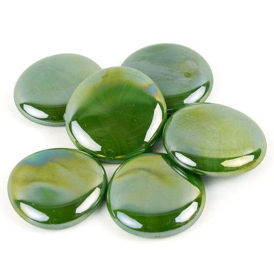 Krople szklane XL 30-36mm zielony opalizujący