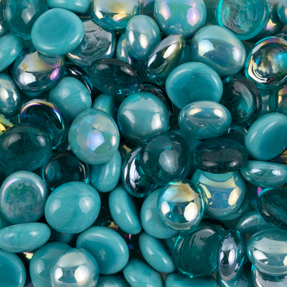 Glasdruppels  16-20mm Groenblauw Mix