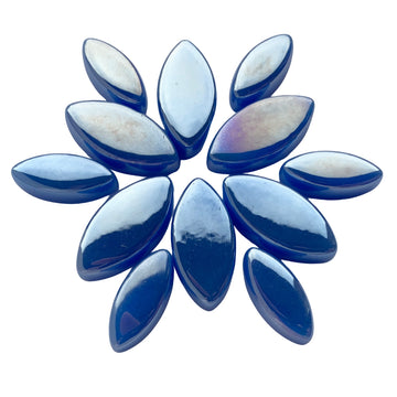 Mosaiksteinen Elipsenform Perle Glas   Blau