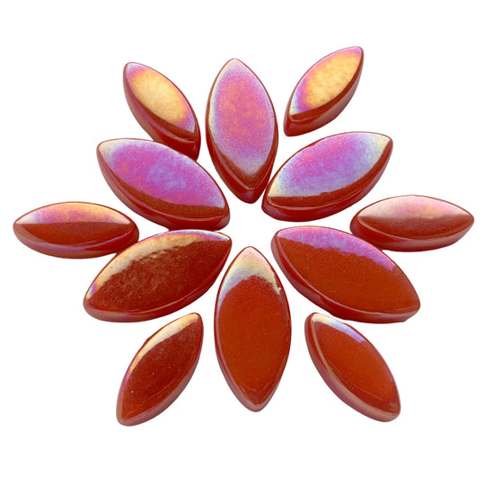 Mosaiksteinen Elipsenform Perle Glas  Orange-Rot