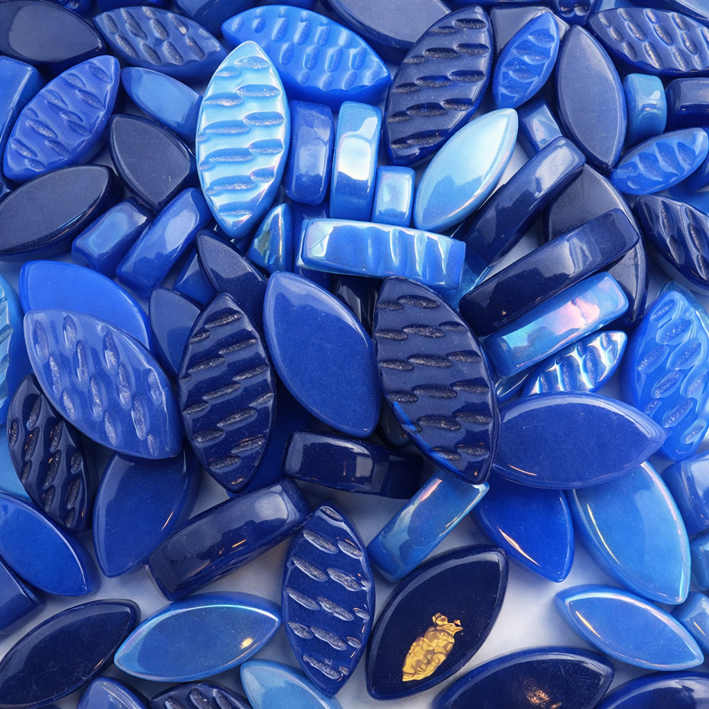 Ottoman Bloemblaadjes Blauw Mix