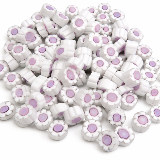 Millefiori Wit Roze Bloem