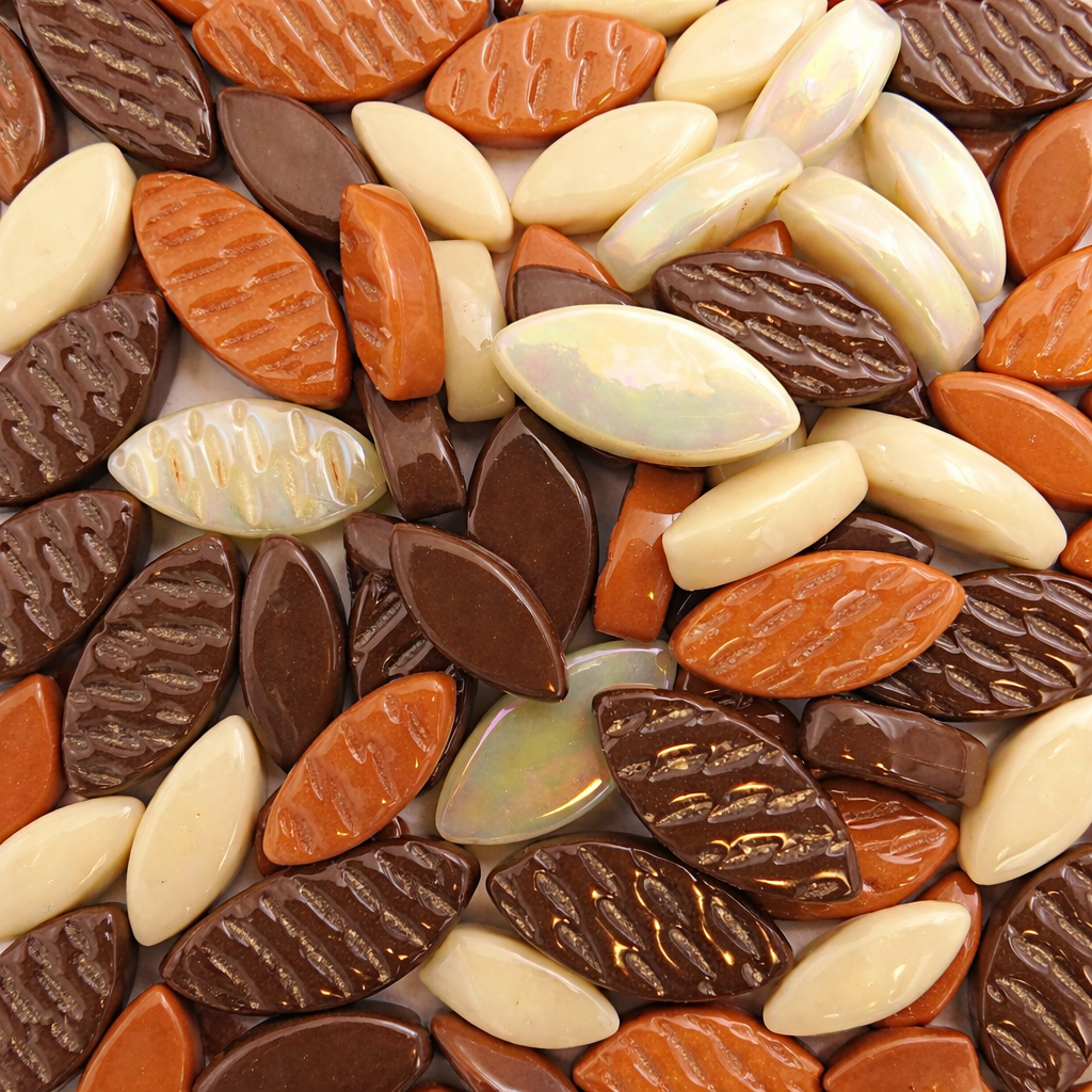 Ottoman Bloemblaadjes Bruin-Beige Mix