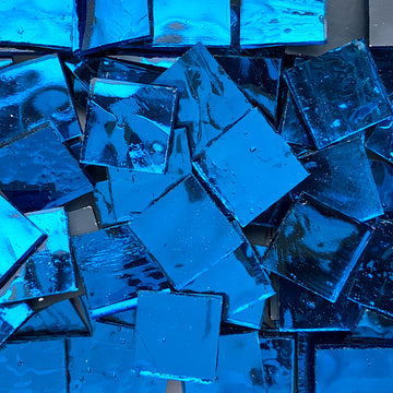 Pâtes de Verre Miroir Colorées 20mm  Bleu de Paon Ondulé
