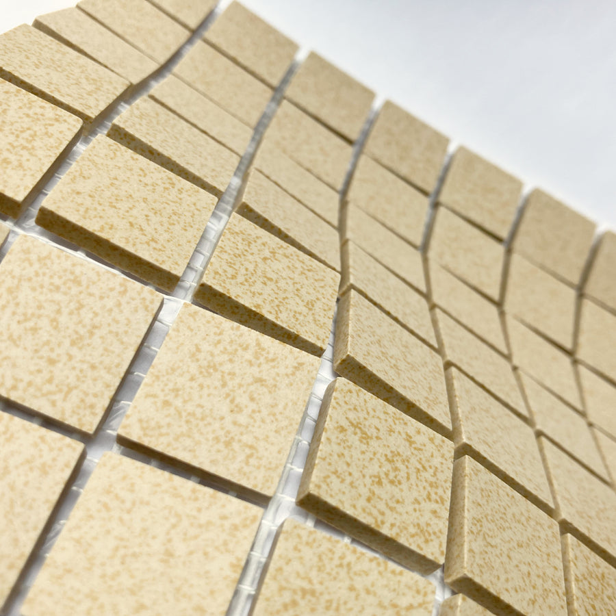 Winckelmans Jaune 202 Mouchetés – pastilhas de mosaico mates de 20x20 mm sobre rede