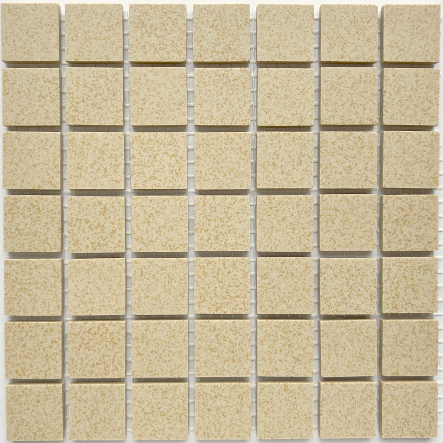 Winckelmans Jaune 202 Mouchetés – pastilhas de mosaico mates de 20x20 mm sobre rede