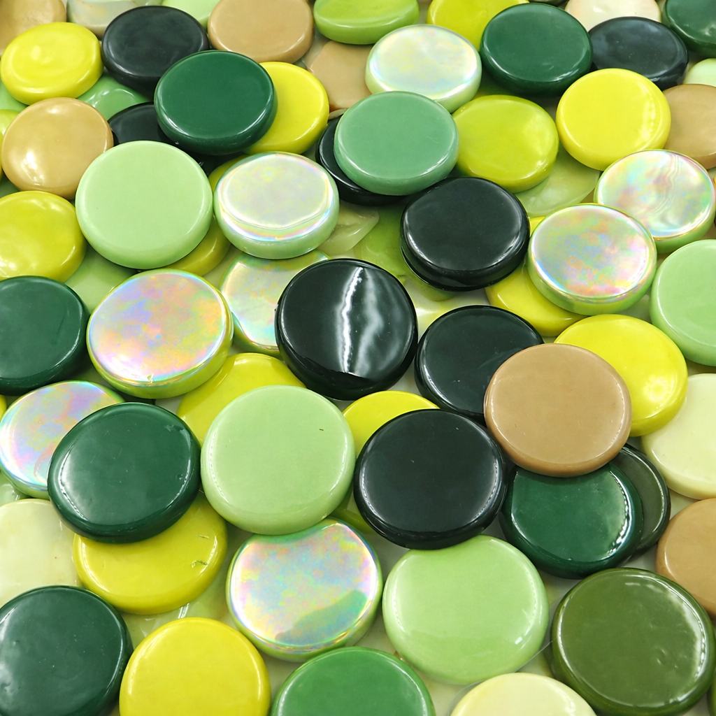 Ronde Glastegel 18mm Groen Mix