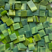 Pastilhas de vidro Tiffany Glacier soltas de 15 mm, cor Verde-musgo