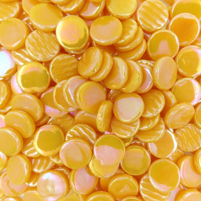 Ronde Glastegel Parelmoer 18mm Warm Geel