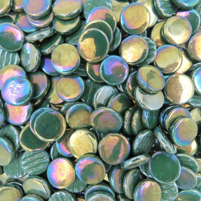Ronde Glastegel Parelmoer 18mm Spargroen