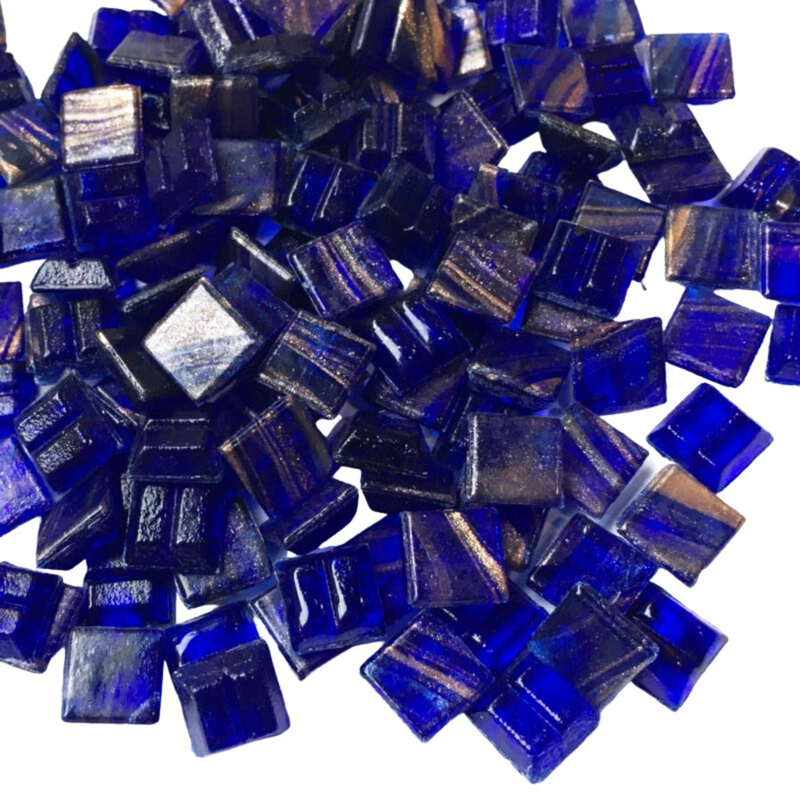 Verre Mosaique - glass mosaic -Glasmosaik-glasmozaïek-Glasmozaiek met Goud Dooradert 10mm Nachtblauw - mosaicshop