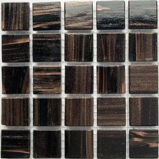 Mosaico de Vidrio con Vetas de Oro 20mm Hematites