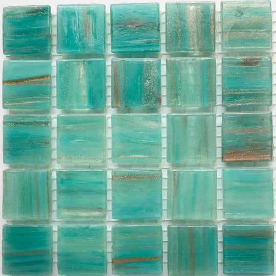 Glasmozaiek met Goud Dooradert 20mm Nijlblauw