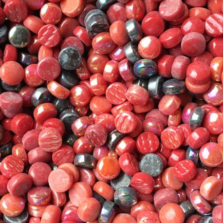 Glasrunden 12mm  Rot-Mix