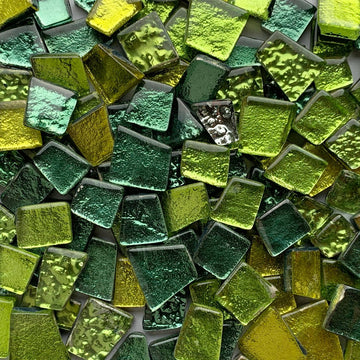 Verre Mosaique - glass mosaic -Glasmosaik-glasmozaïek-Glastegel met Spiegel Groenmix - mosaicshop