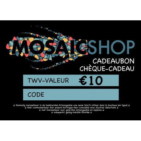 Verre Mosaique - glass mosaic -Glasmosaik-glasmozaïek-Kadobon 10 euro - mosaicshop
