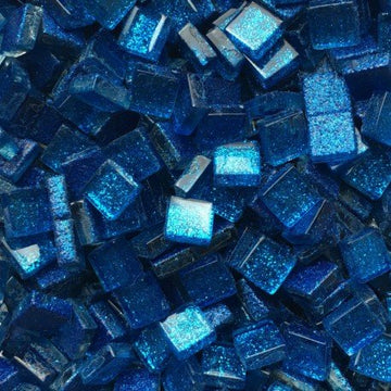 Verre Mosaique - glass mosaic -Glasmosaik-glasmozaïek-Mini Glitter 10mm Blauw - mosaicshop