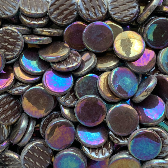 Glas-Pastillen Perle 18mm  Dunkelbraun 