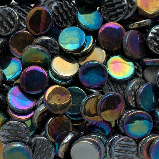 Glas-Pastillen Perle 18mm  Schwarz 