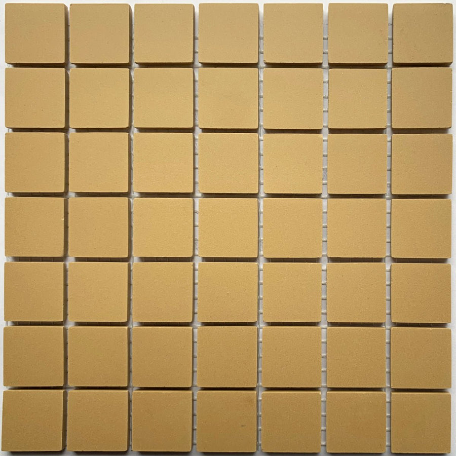 Winckelmans Jaune – teselas de mosaico mates de 20x20 mm sobre malla