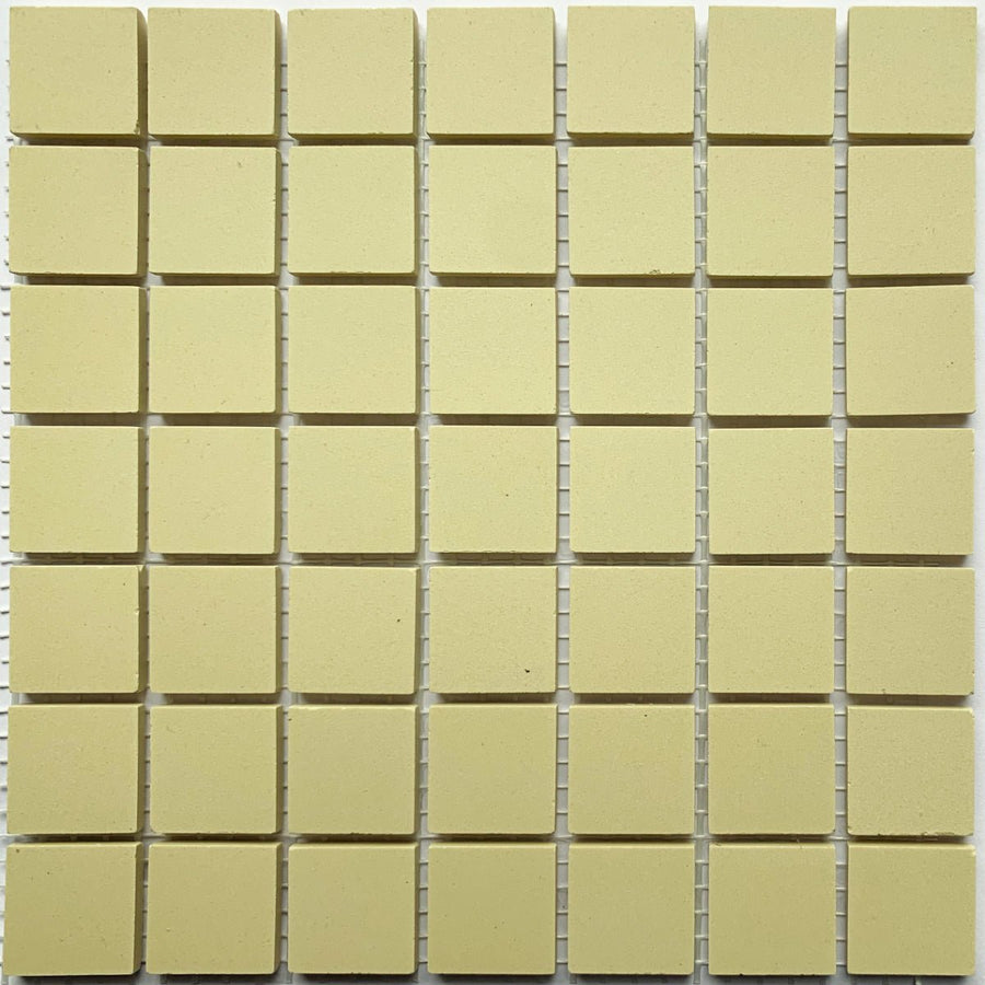 Winckelmans Vanille – teselas de mosaico mates de 20x20 mm sobre malla