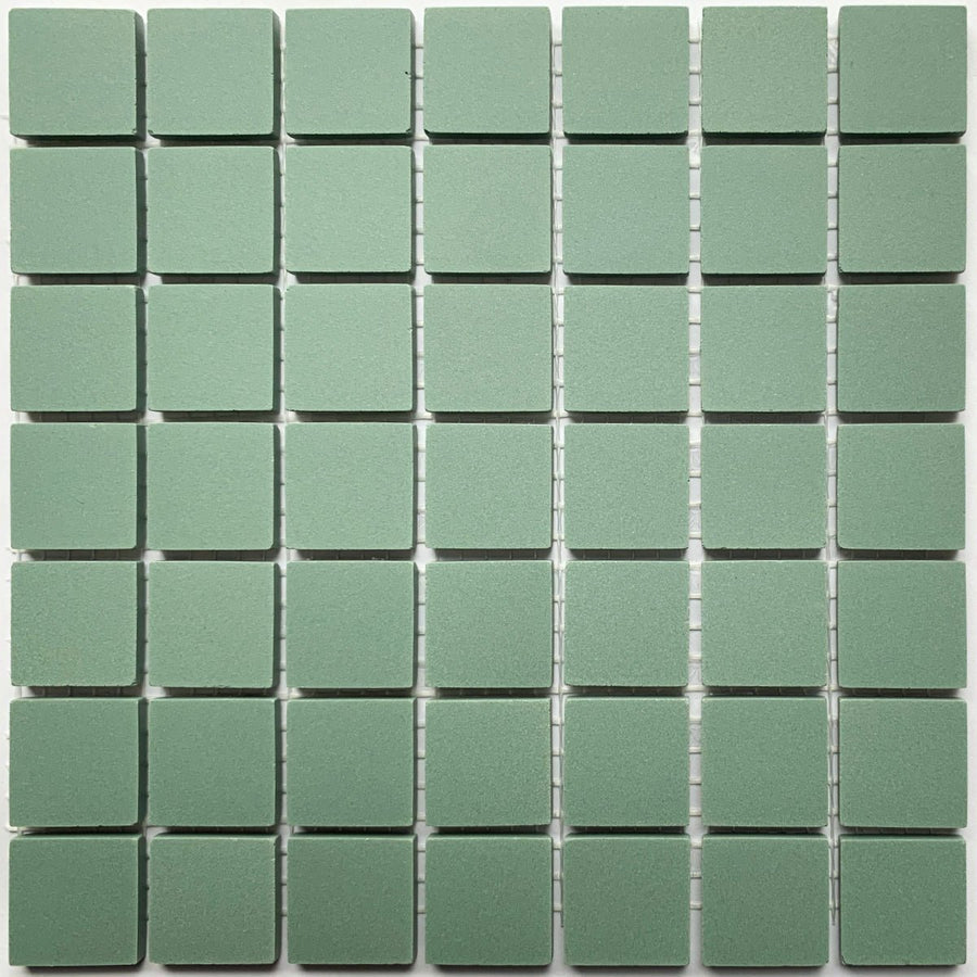 Winckelmans Vert – teselas de mosaico mates de 20x20 mm sobre malla